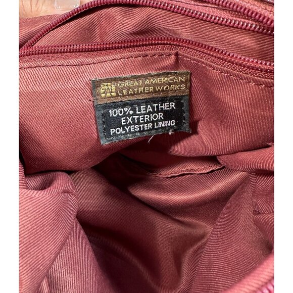 Great American Leather Works Burgundy Leather Crossbody Bag With Braided Front P - Picture 5 of 7